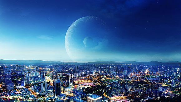 Вечерняя синева лунного города
